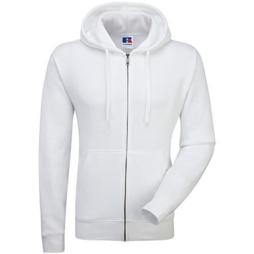 Image of Russell Mens Authentic Full Zip Hooded Sweatshirt / Hoodie (XL) (White)