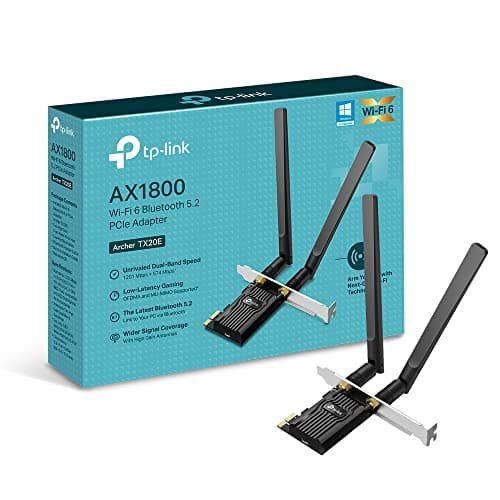 Image of TP-Link Archer TX20E AX1800Mbps WiFi 6 High Gain Bluetooth 5.2 PCIe Adapter, Dual-Band WiFi Adapter for PC, Low-Profile Bracket, MU-MIMO, Low-Latency Gaming, Supports Windows 10/11, Highly Secure WPA3