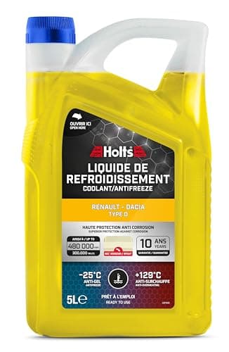 Image of Holts HAFR0004B Antifreeze Coolant Renault Dacia Type D with spout 10-year 300k mile long life, protection to -25°C, Yellow, 5 Litre