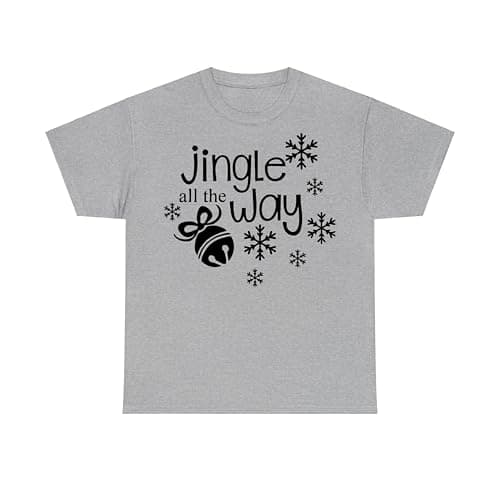 Image of Jingle All The Way Christmas t Shirt, Santa Jingle Bells, Christmas Season Tee, Holiday Spirit Xmas Unisex T Shirts for Adults and Kids Heather Grey