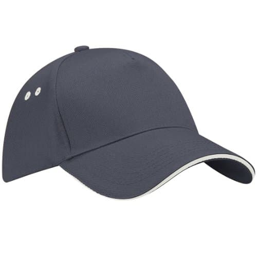 Image of Beechfield Unisex Ultimate 5 Panel Contrast Cap Sandwich Peak Baseball Cap, Multicolour (Graphite/Oyster Grey), One Size