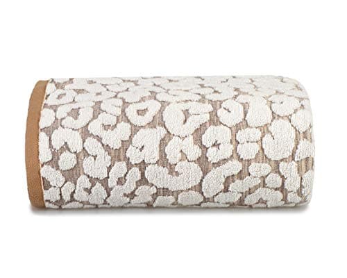 Image of Allure Leopard Bath Towel, 100% Cotton, Luxury Jacquard Print, Soft & Absorbent, 70cm x 125cm (Natural)