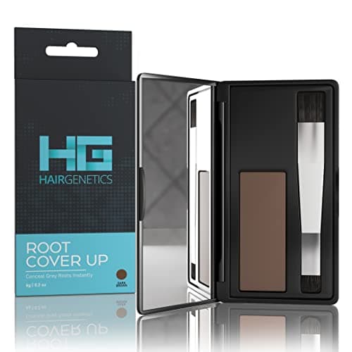 Image of Hair Genetics Root Cover Up Dark Brown, Hide Your Grey Roots and Bald Spots Quickly and Easily, Natural Looking Root Touch Up Powder Defines and Fills in Eyebrows (Dark Brown)…