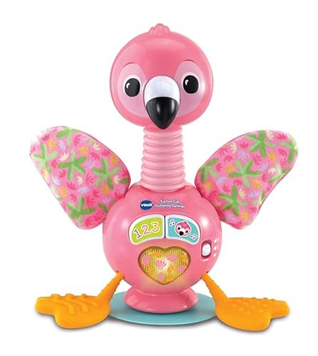 Image of VTech Baby Suction Cup Fluttering Flamingo, Baby Sensory Toy with Colours, Numbers & Music, Suction Cup Base, Gift for Ages 6, 9, 12 Months+, English Version