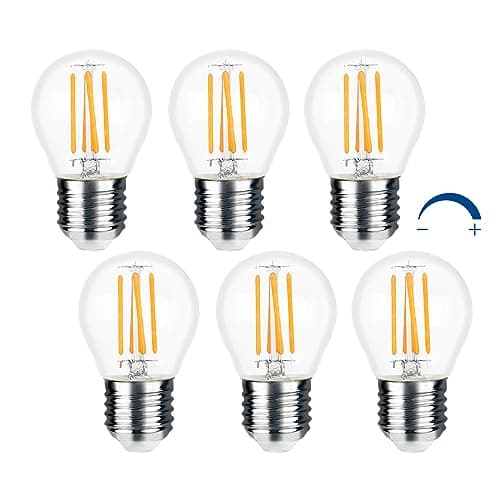Image of Akynite G45 E27 LED Bulb Dimmable 4W Warm White 2700K, 400LM, E27 40W Equivalent, AC 220V, Golf Ball ES Screw LED Light Bulb, P45 ES Mini Globe Filament Bulb, 6PCS
