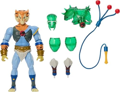 Image of Masters of the Universe Origins & ThunderCats, 5.5-inch Posable Action Figure Tygra, 1980s Crossover Toy Removable Armor, Bolo Accessory & Mini Comic, JFW96
