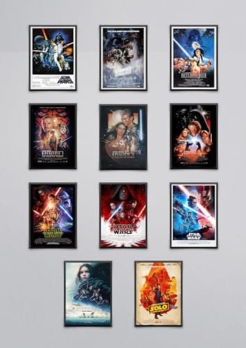 Image of Star Wars Trilogy Bumper 11 Poster Set - Star Wars - Episode 1,2 & 3, Phantom Menace, Attack of the Clones, Revenge of the Sith, The Force Awakens, and more! Poster/Print/Picture - A4 Set