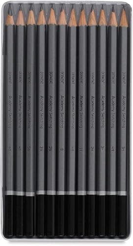 Image of Derwent Academy Graphite Sketching Pencils, Set of 12 in Tin Box, 6B-5H HB Degrees, Precision Core Strength, Smooth Texture, for Drawing & Illustrating, Premium Hobbyist Quality, 2301946…
