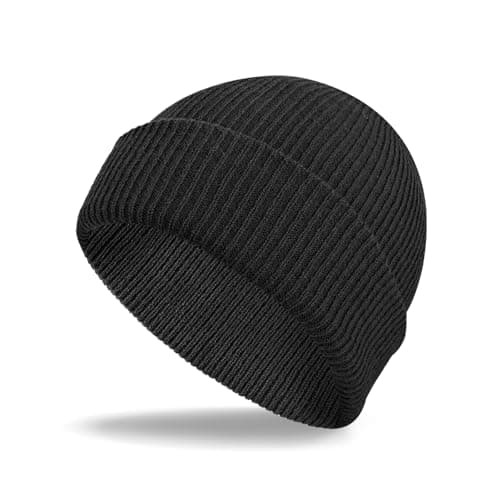 Image of SGQTZDZQ Beanie Hat Men, Stretchy Winter Black Beanie, Daily Acrylic Knitted Warm Hat for Sports Skiing Running
