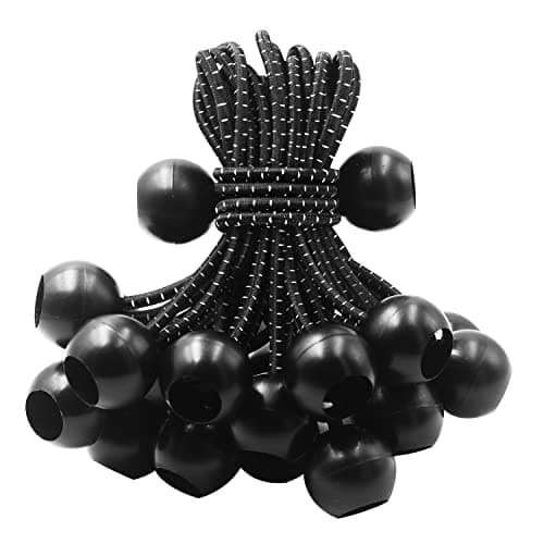 Image of HomWanna Bungee Balls Cords 25Pcs - 4 inch Flag Bungees Ties, Heavy Duty Tarp Banner Marquee Canopy Elastic Tie Down Straps for Telescopic Flag Pole Camping Tent Tarpaulin Cargo, UV Resistant
