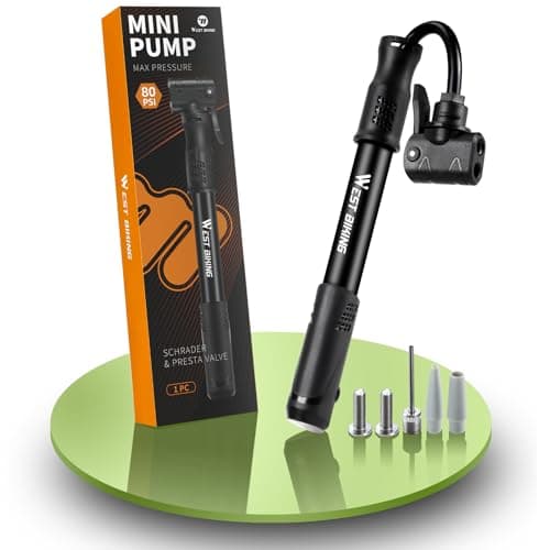 Image of Bicycle Pump Mini Bike Pump - Aluminum Alloy Cycle Pump for Presta & Schrader Valve, Portable Lightweight Bike Tyre Pump Fast Tyre Inflation Mini Air Pump For Mountain Road Bike Ball Pump (Black 2)