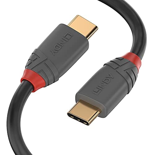 Image of LINDY USB 3.2 Type C Cable, 5A PD, Anthra Line Black 1m