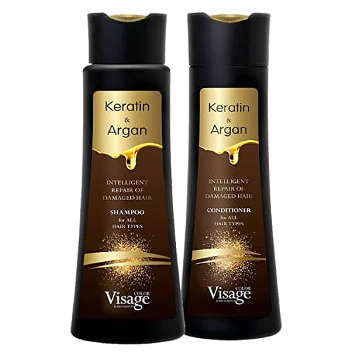 Image of Visage Shampoo 250ml + Conditioner 250ml with Biomimetic Keratin & Argan oil | Hydrating and Nourishing | Deep Moisturising | Intelligent Repair of Damaged Hair | for All Hair Types