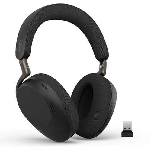 Image of Jabra Evolve3 85 Over-Ear Wireless Bluetooth Headset with Microphone for Work, USB-A, AI Voice Call Technology, Adaptive Active Noise Cancellation, 25-Hour Battery, Works with Meeting Apps, Black