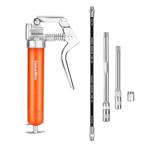 Image of ValueMax Mini Grease Gun Kit, Pistol Grip 3500 PSI Grease Gun with 85 g Cartridge Grease, with Flexible Hose, Metal Pipes, Couplers and Nozzles