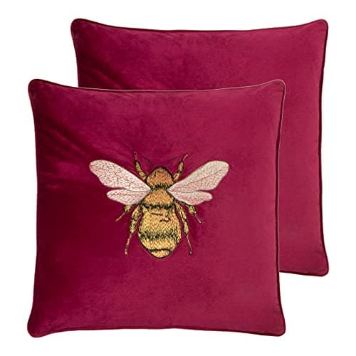 Image of Paoletti Hortus Polyester Filled Cushions (Twin Pack), Polyester, Fuchsia