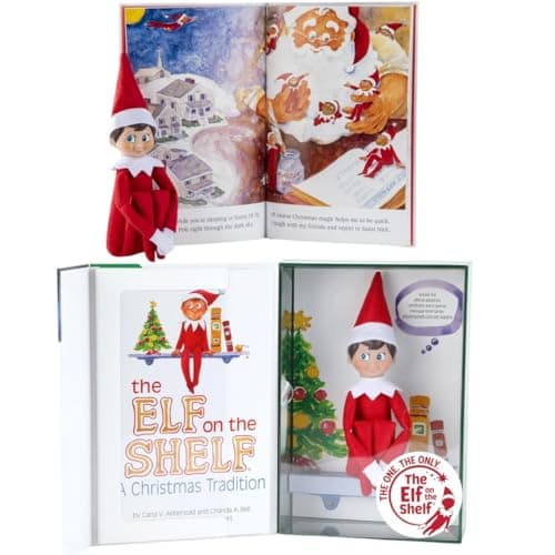 Image of The Elf on the Shelf Christmas Tradition | Elf on the Shelf Boy, Light Tone, Blue Eyes | Christmas Elf, Multicoloured