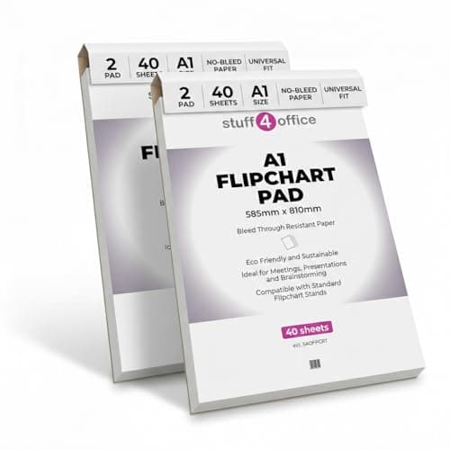 Image of Stuff 4 Office | Flipchart Paper Pad | A1 Paper Plain | 40 sheets | White Presentation Flip Chart Paper for Meetings, Classrooms, Brainstorming, Training & Office Use