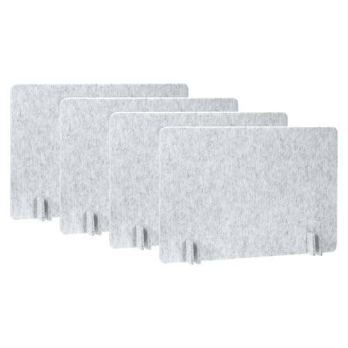 Image of PATIKIL Desk Divider, 4 Set 24 x 16 Inch Acoustic Freestanding Desk Divider Desk Privacy Panel with 16 Pcs Support Feet for Library Office Workstation,Light Grey