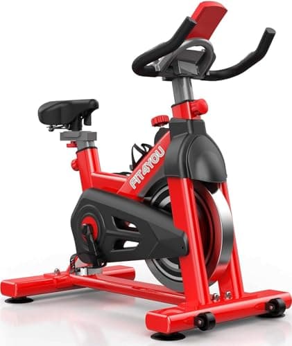 Image of FIT4YOU Exercise Bike Indoor Cycling Home Gym Workout Cardio Fitness Adjustable Resistance LCD Monitor FY-EB07 Red and Black