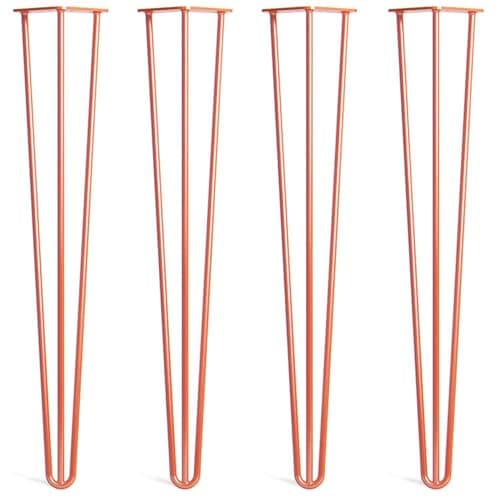 Image of [HLC] 4 x Hairpin Table Legs – Superior Double Weld Steel Construction With Screws, Build Guide & Protector Feet Worth £8 Included! – 10mm Steel [28"/71cm,Orange]
