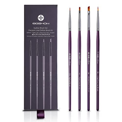 Image of EIGSHOW 4 Pcs Eyeliner Brush Set - Angled Liner Brushes, Definer Brush, Ultra-Fine Liner Brushes Kits for Detailed Precision Eyeliner, Eyebrow Filling, Body or Face Painting