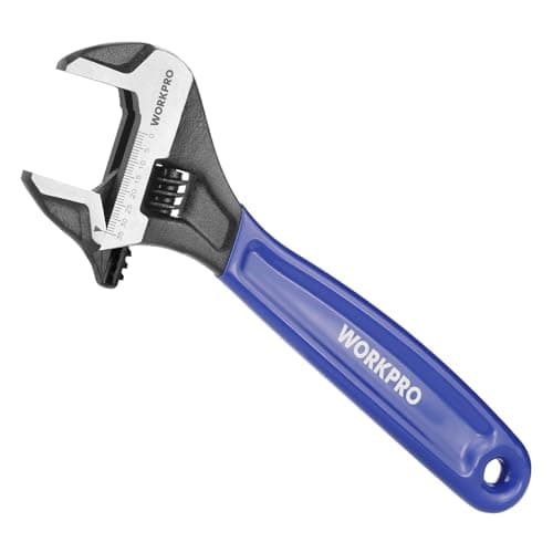 Image of WORKPRO 250 mm Wide Mouth Adjustable Wrench, Metric Adjustable Spanner with Bi-Material Soft Grip