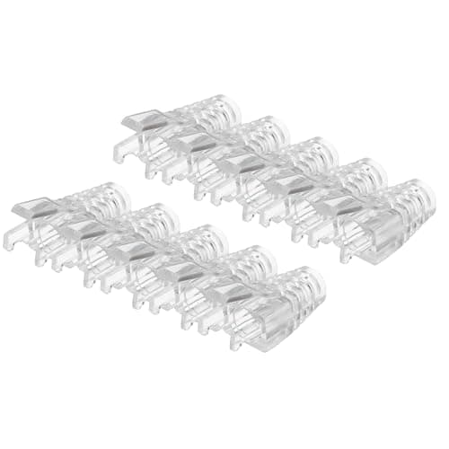 Image of sourcing map 100 Pack Boot Cover, Cat5 Cat5e Cat6 Cat6A Ethernet Network Cable Strain Boot, 6.5mm Hole Diameter(Transparent)