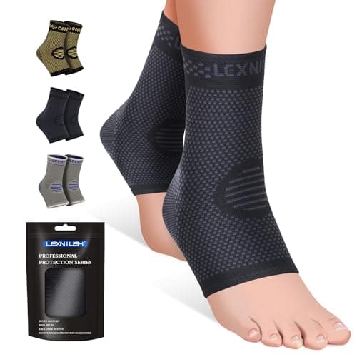 Image of Lexniush 2 Pack Ankle Support for Sprained Ankle, Plantar Fasciitis Relief Achilles Tendonitis Support, Ankle Braces for Men & Women, Ankle Compression Socks Support for Ligament Damage, Sports