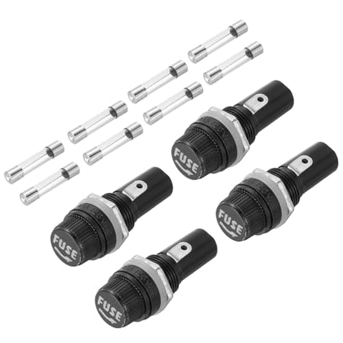 Image of sourcing map 4 Pcs Panel Mount Fuse Holder, 10/15A AC 125/250V 6 x 30mm Ring Terminal Screw Cap Fuse Holders with Pre-Soldered Wires and Glass Tube Fuses