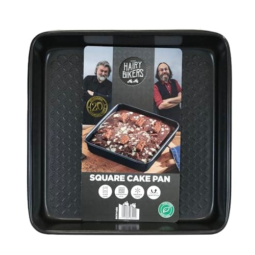 Image of Hairy Bikers Bakeware, 24cm Square Cake Tin, Non-Stick Coating, PFOA Free, Oven & Freezer Safe, Dishwasher Safe, Black
