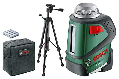Image of Bosch 603663001 Line Laser PLL 360 Set (Tripod, Holder, 4 x AA Batteries, Protective Bag, Working Range of 20 m, Measuring Accuracy ± 0.4 mm/m), Green, 12.0 cm*61.0 cm*23.5 cm