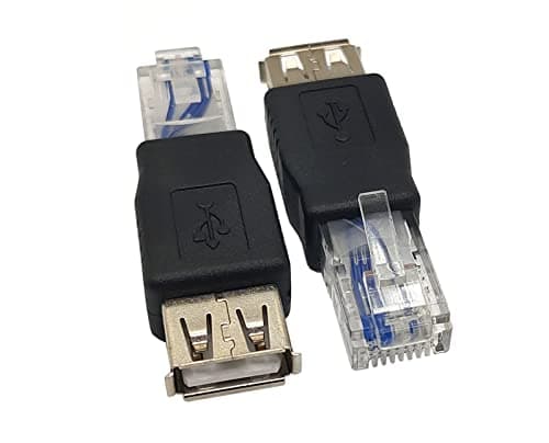 Image of Haokiang (2-Pack) USB - RJ45, USB2.0 A Female to RJ45 Ethernet Male AF-8P8C Connector, USB Transfer Network Plug Adapter