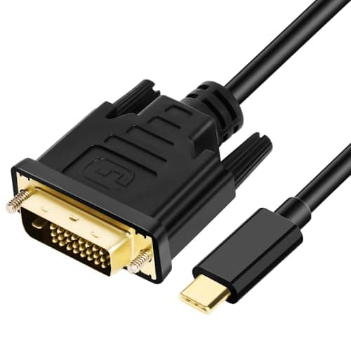 Image of AXFEE USB-C to DVI Cable, 4K@30Hz 1.8M Type C Male to DVI Male Cable, Thunderbolt to DVI Cable, Compatible with 2017-2020 MacBook Pro, Surface Book 2, Galaxy S10, Dell XPS 13, Monitor, Projector