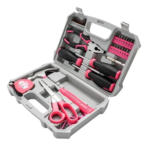 Image of GREENSAPPIRE 42-Piece Pink Tool Set, Pink Hand Tools Kit for Women, DIY Tool Box with Basic Household Tools for Repairs & Home Maintenance, Portable Pink Tool Kit with Storage Case, Perfect Gift for H