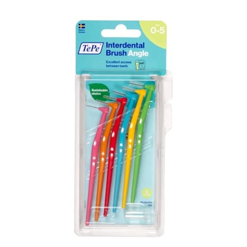 Image of TePe Angle Interdental Brushes Mixed Pack / Samples of Every Size / Easy and simple interspace cleaning with long handle and angled neck / 2 x 6 brushes