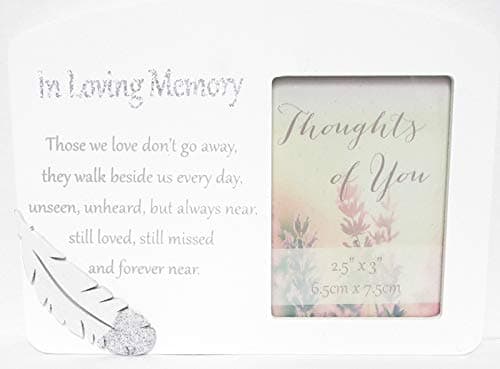 Image of Thoughts of you In Loving Memory Memorial Wooden Photo Frame with Sentimental Verse