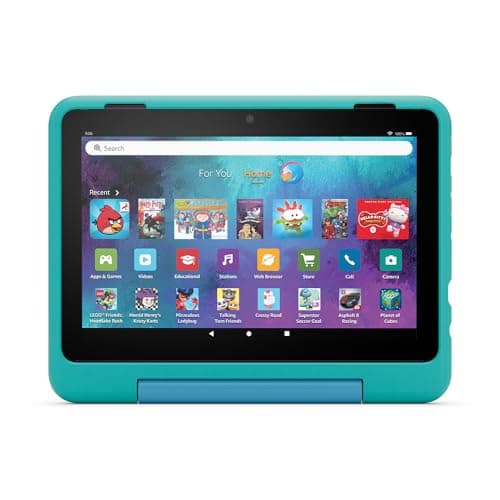 Image of New Amazon Kid-Friendly Case for Fire HD 8 tablet (only compatible with 12th generation tablet), Hello Teal