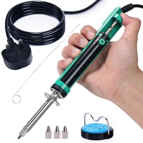 Image of YIHUA 929D-V Electric Vacuum Desoldering Iron Soldering iron Kit Solder Sucker Desoldering Pump with Shorter Charging Handle and Desoldering Nozzles 1mm 1.2mm 2mm for Through-Hole Desoldering(UK PLUG)