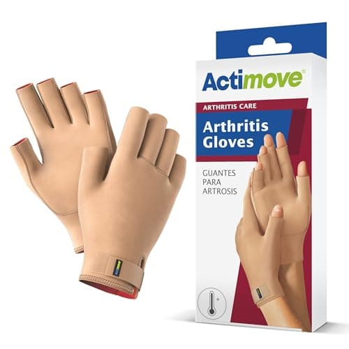 Image of Actimove® ARTHRITIS CARE Arthritis Gloves - Medical Compression Support and Warmth for Hand Arthritis, Overuse Syndrome and Aching Fingers and Hands - Beige, Small