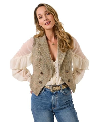 Image of Joe Browns Women's Chic Tweed Waistcoat, Regular, Brown, UK 12