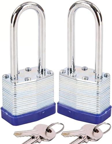 Image of SEPOX® 2Pack Heavy Duty Padlock Keyed Alike, 40MM Laminated Steel Lock Body, 60MM Extra Long Shackle, Ideal for Gym Locker, Sheds, Gate, Warehouse, Hasp (2 Locks with Same Keys)
