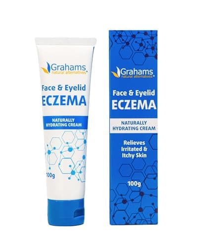 Image of Grahams Natural Face & Eyelid Eczema Cream - Face Cream for Eczema, Dermatitis & Itch Relief - with Colloidal Oatmeal for Dry Skin, Redness & Inflammation - Hypoallergenic & Steroid-Free, 100g