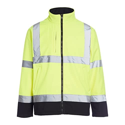 Image of Blackrock Hi Vis Yellow & Black Soft Shell Jacket, Men's & Women's, Warm, Windproof & Water Resistant, High Visibility Reflective Safety Wear, Fully EN Certified - 6XL