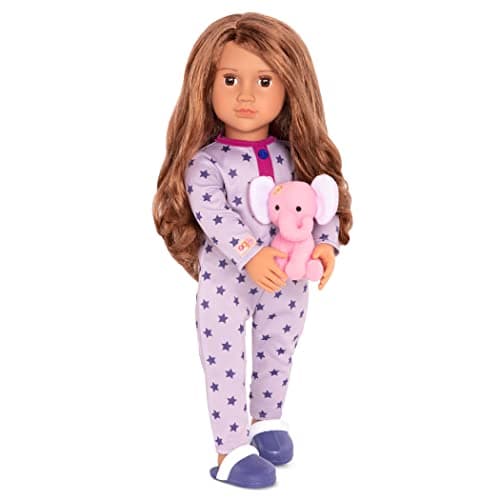 Image of Our Generation – 18-Inch Doll – Lifelike Brown Eyes & Brunette Hair – Pajama Onesie Outfit – Elephant Stuffed Animal – Pretend Play 3+ Years – Maria