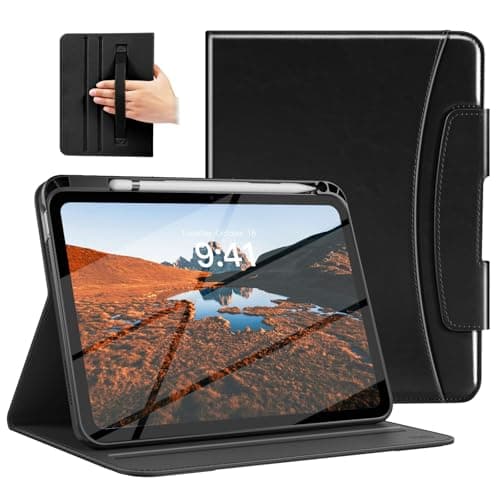 Image of MoKo for iPad (A16) 11th Generation Case 11 inch 2025, iPad 10th Generation Case 10.9" 2022 with Pencil Holder & Pocket, Premium Leather Folio Stand Cover, Multiple Viewing Angles, Black