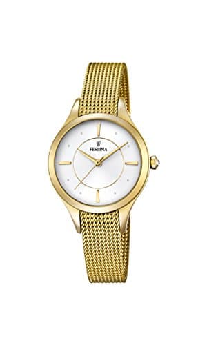Image of Festina MADEMOISELLE Women's Quartz Watch with Silver Dial Analogue Display and Gold Stainless Steel Gold Plated Bracelet F16959/1