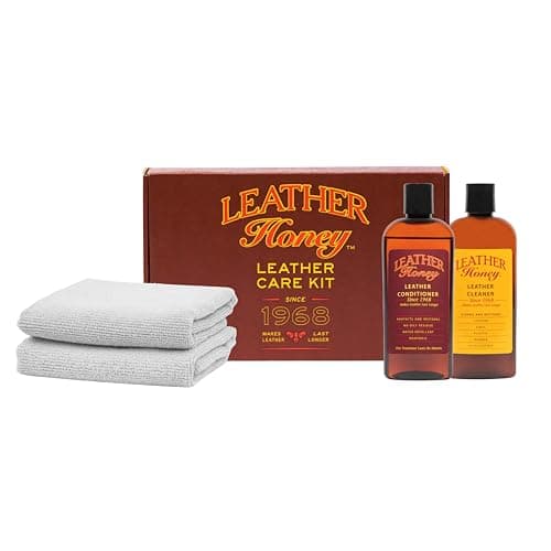 Image of Leather Honey Complete Leather Care Kit Including Leather Conditioner (8 oz), Leather Cleaner (8 oz) and Two Applicator Cloths for use on Leather Apparel, Furniture, Auto Interiors, Shoes, Bags