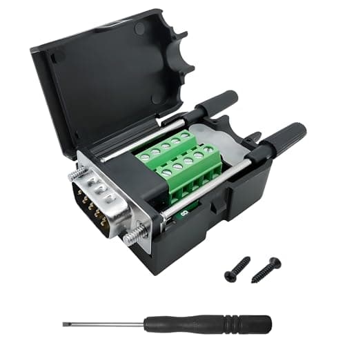 Image of iYueMps DB9 Breakout Board Solderless Adapter,DB9 Male Terminal Connector,DB 9pin Adapter D-Sub Connector Terminal Board Plastic Cover