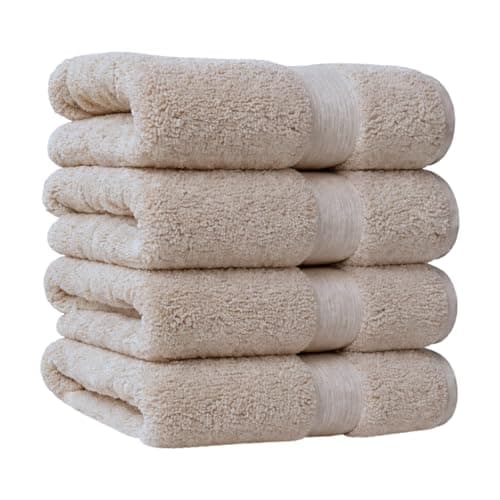 Image of ATEN Homeware Egyptian Cotton Bath Towel Set - 4 Piece Hand Towels Set with 4 Large Hand Towels - 40 x 70 cm - Ultra Soft & Highly Absorbent, OEKO-TEX Certified, Made in Egypt (Café)
